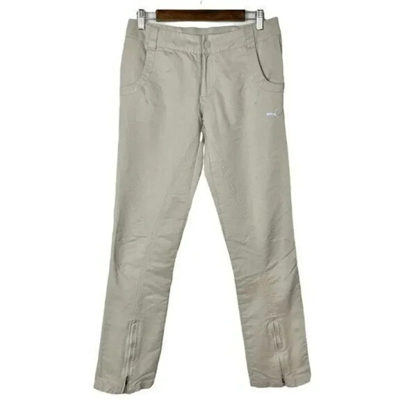 Puma Khaki Zip Bottom Straight Leg Active Pants S - Picture 1 of 5